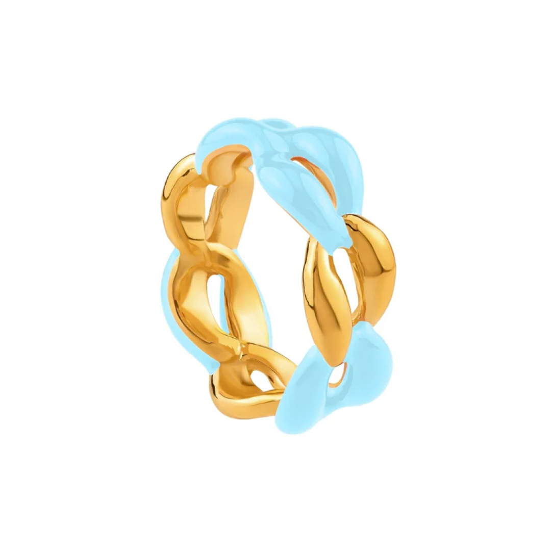 Juicy Enamel Gold Chain Link Ring