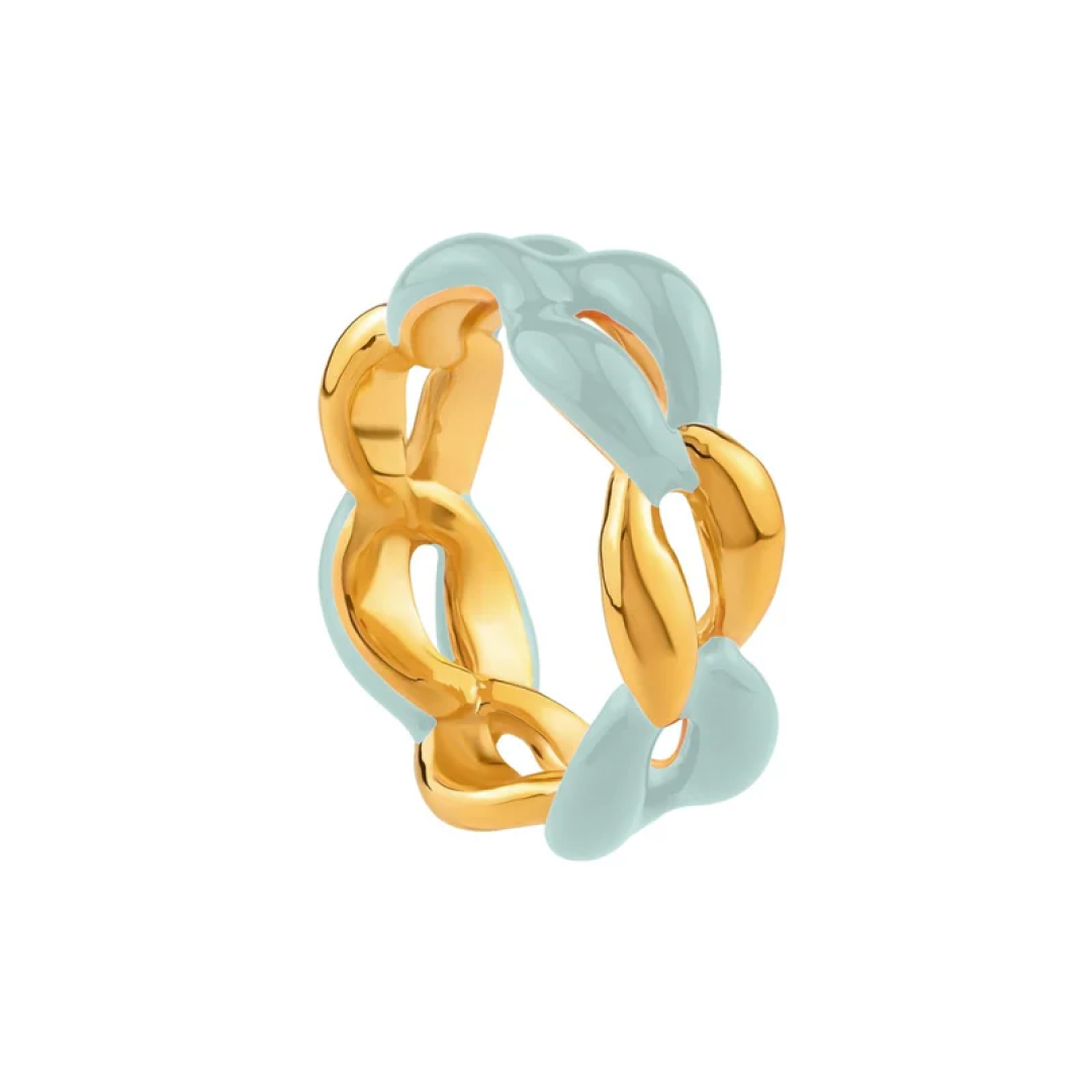 Juicy Enamel Gold Chain Link Ring