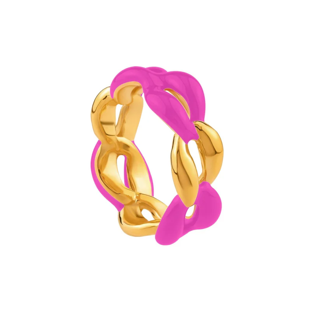 Juicy Enamel Gold Chain Link Ring