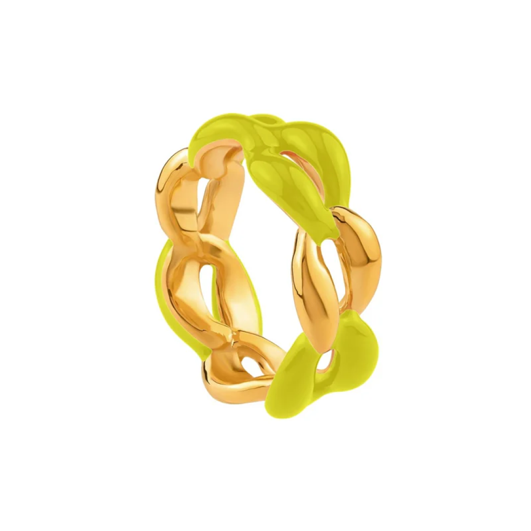 Juicy Enamel Gold Chain Link Ring