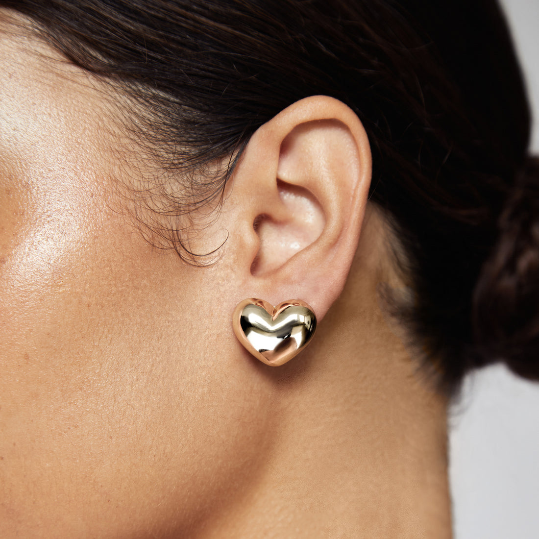 14K Gold Plated Lucy Heart Stud Earrings - Main Image