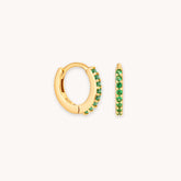 18K Gold Plated Emerald CZ Huggies