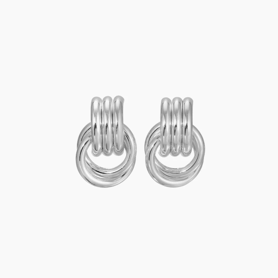 Rhodium Silver Mini Knot Hoop Earrings