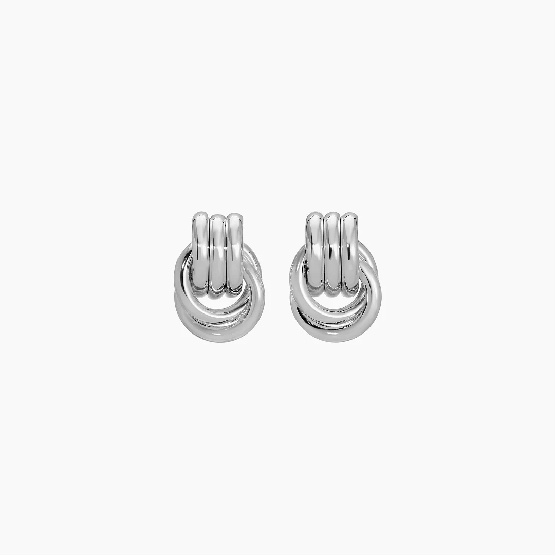 Rhodium Silver Baby Knot Hoop Earrings