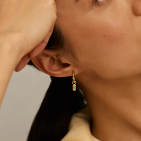 Molten Green Charm Hoop Earrings