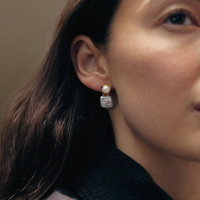 Square Pearl Small Stud Earrings