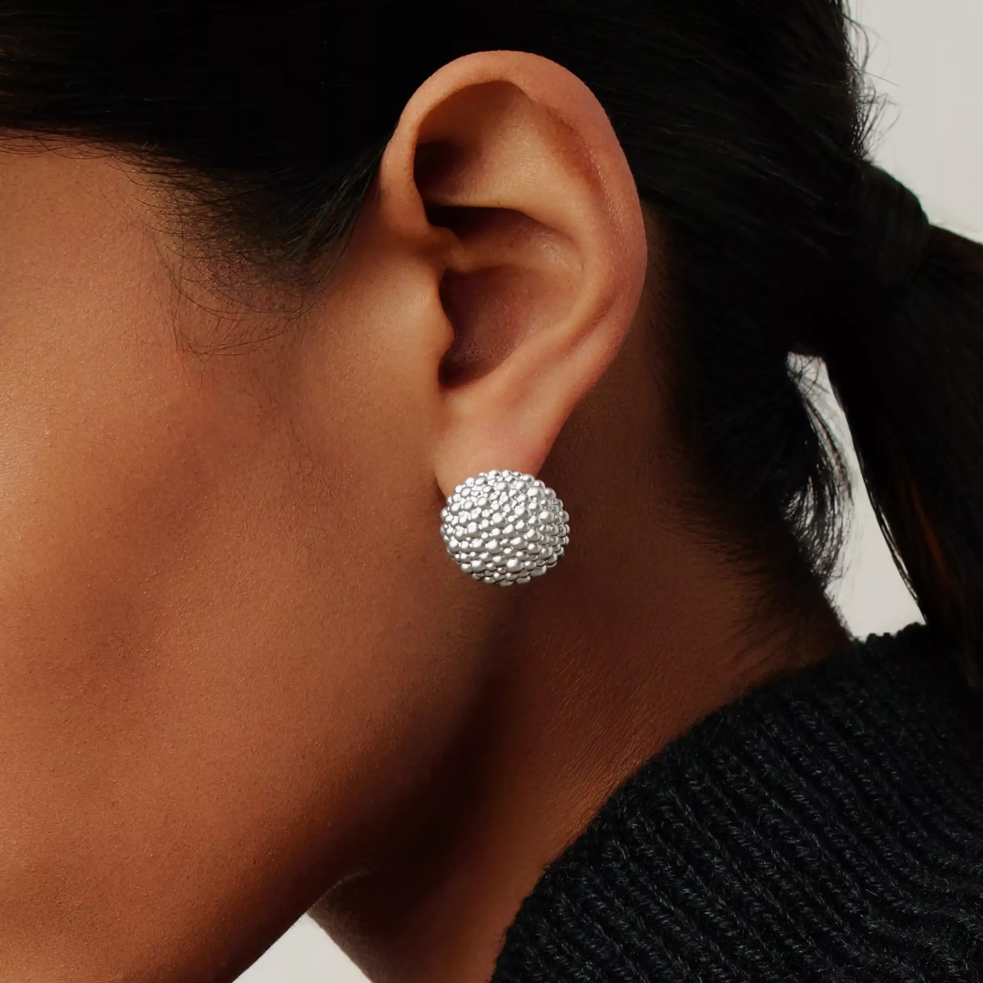 Rhodium Silver Baya Dome Studs