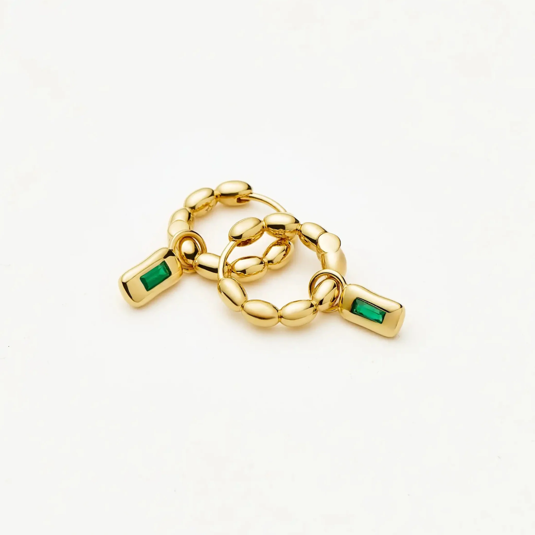 Molten Green Charm Hoop Earrings