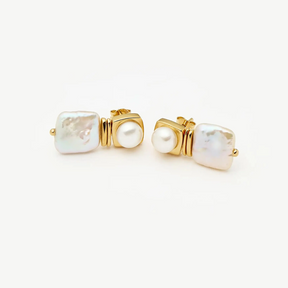 Square Pearl Small Stud Earrings