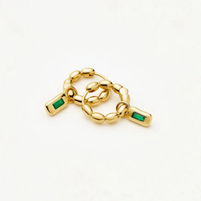 Molten Green Charm Hoop Earrings