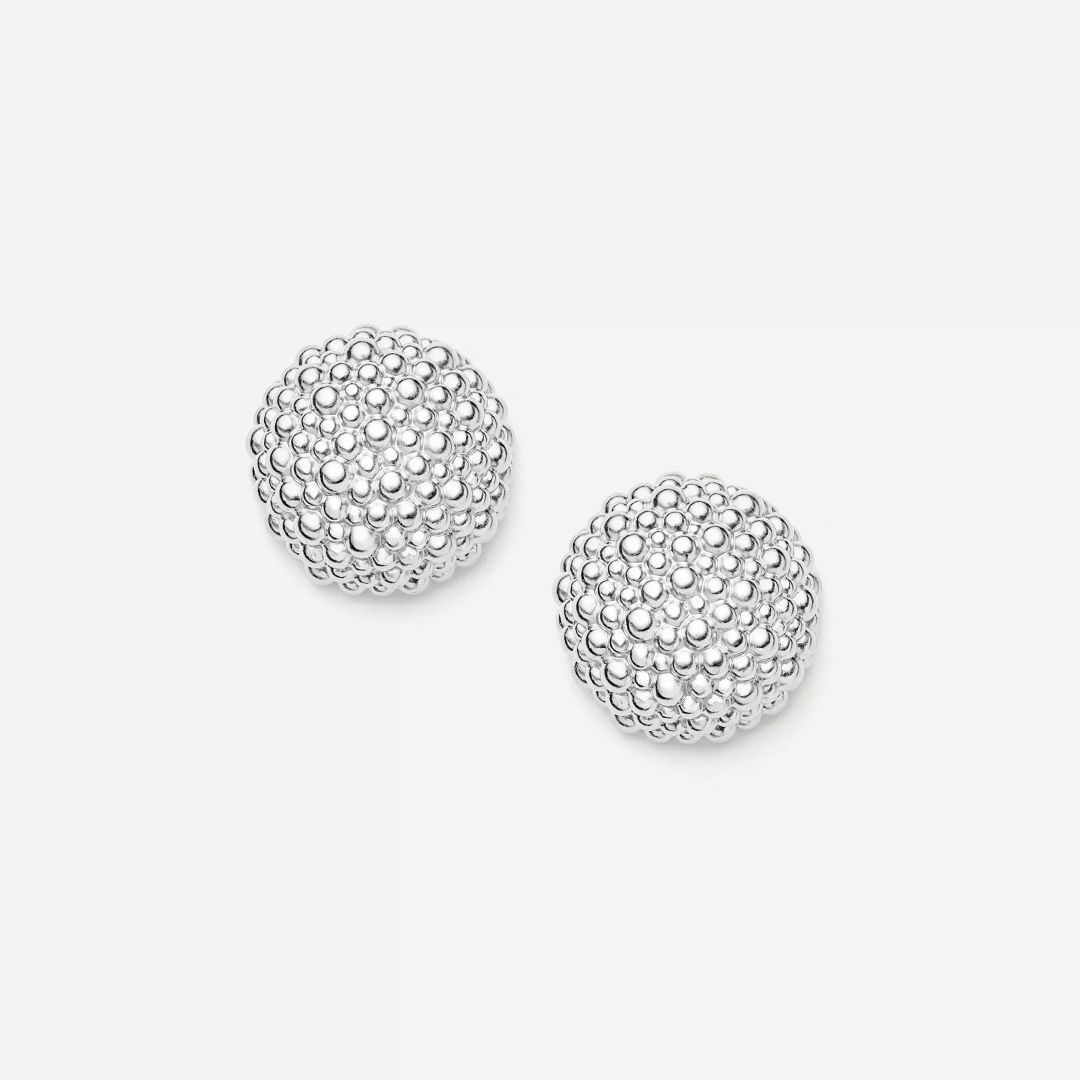 Rhodium Silver Baya Dome Studs
