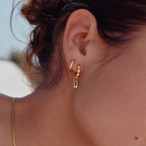 Molten Green Charm Hoop Earrings