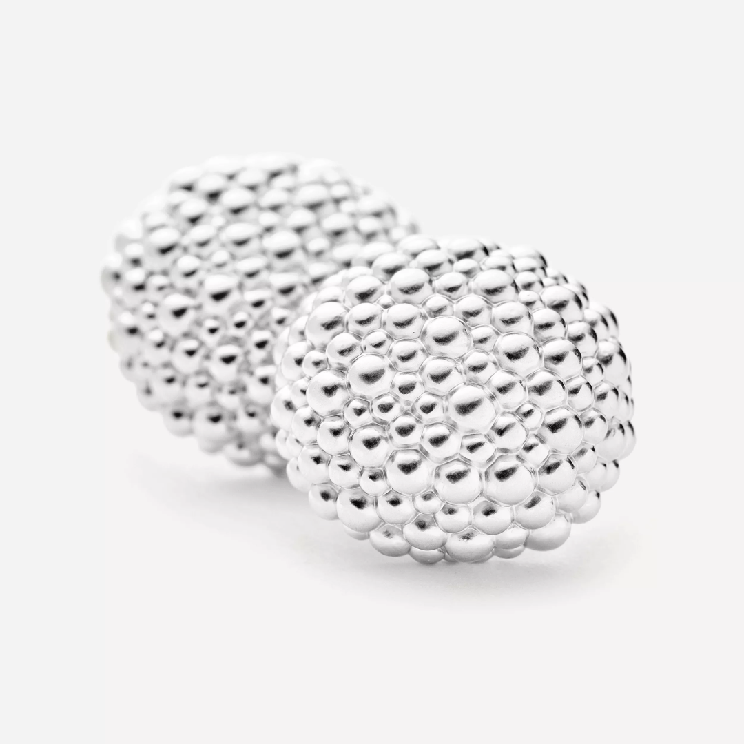 Rhodium Silver Baya Dome Studs