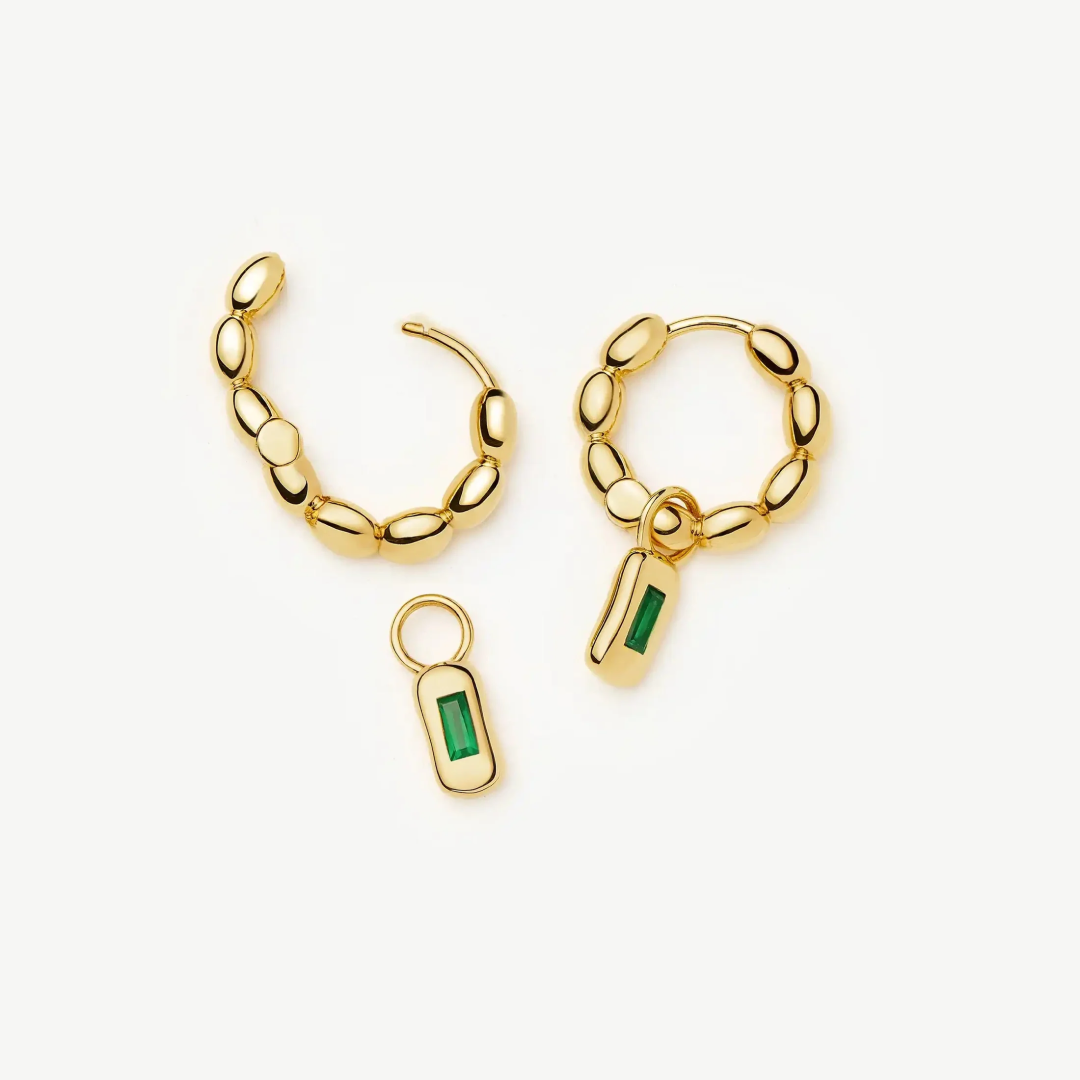 Molten Green Charm Hoop Earrings
