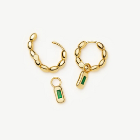 Molten Green Charm Hoop Earrings