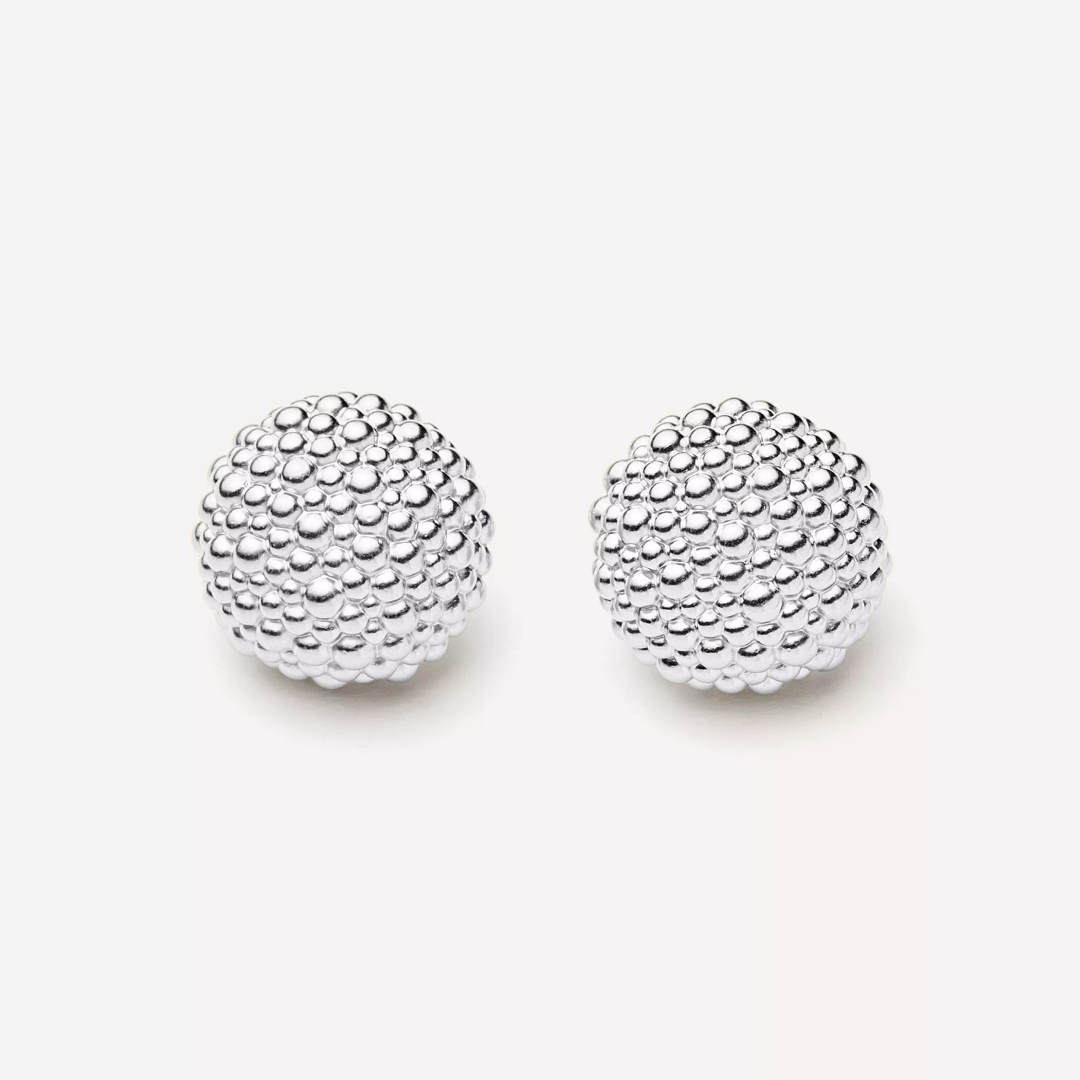 Rhodium Silver Baya Dome Studs