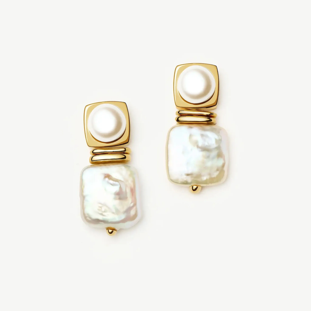 Square Pearl Small Stud Earrings