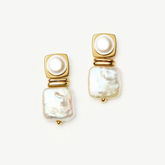 Square Pearl Small Stud Earrings