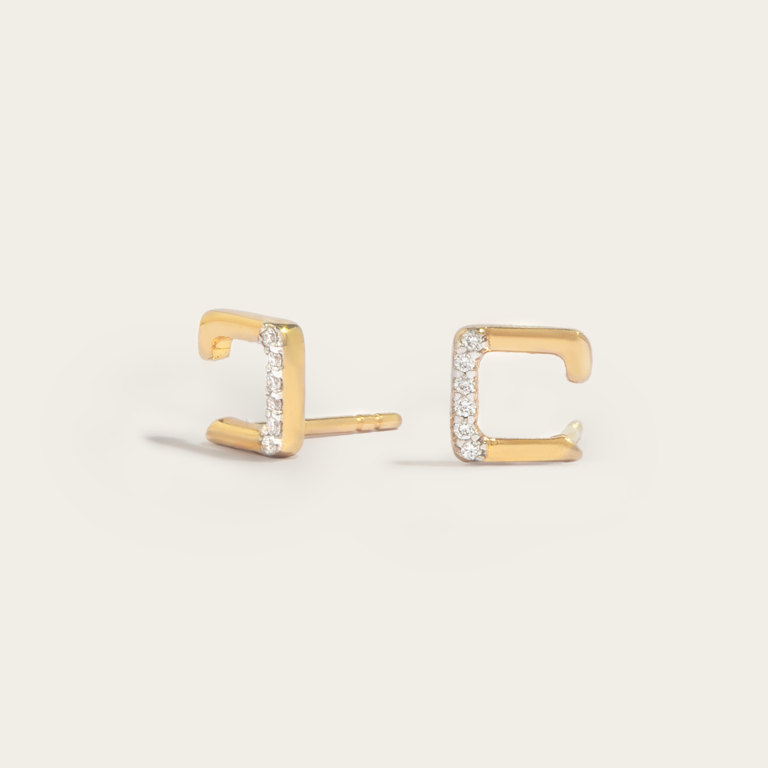 14K Yellow Gold and Lab-Grown Diamonds Stud Earrings