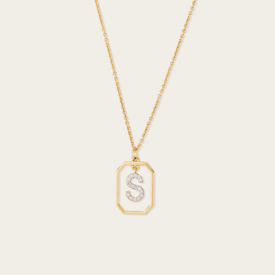 Slide-On Chunky Initial Necklace with Baguette Diamond – Milestones by  Ashleigh Bergman