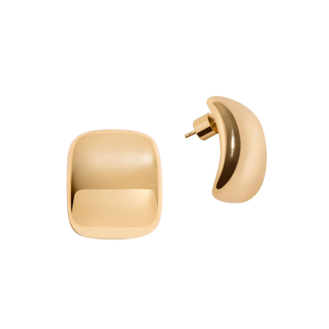 14k Gold Plated Chunky Pebble Earrings