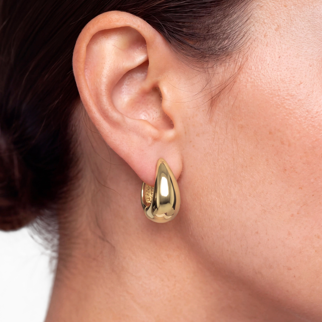 14K Gold Plated Puffy U-Shaped Hoops