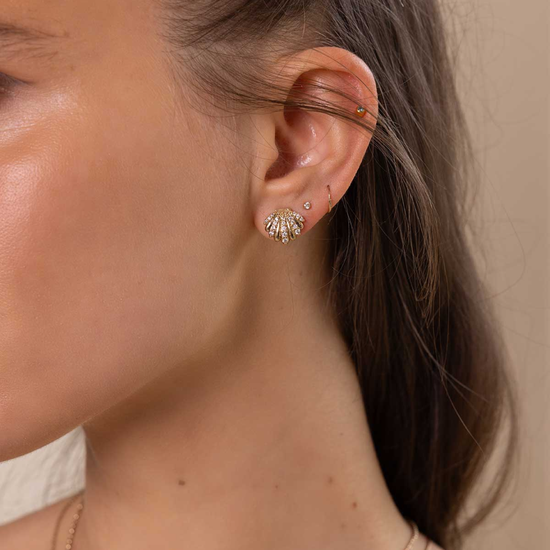 14K Gold Plated Coquille Shell Studs