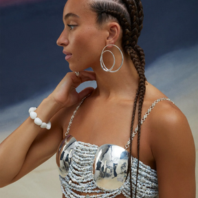 Rhodium Silver Mega Elipse Spiral Hoops