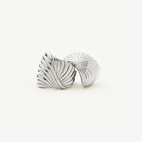 Rhodium Silver Wavy Ripple Stud Earrings