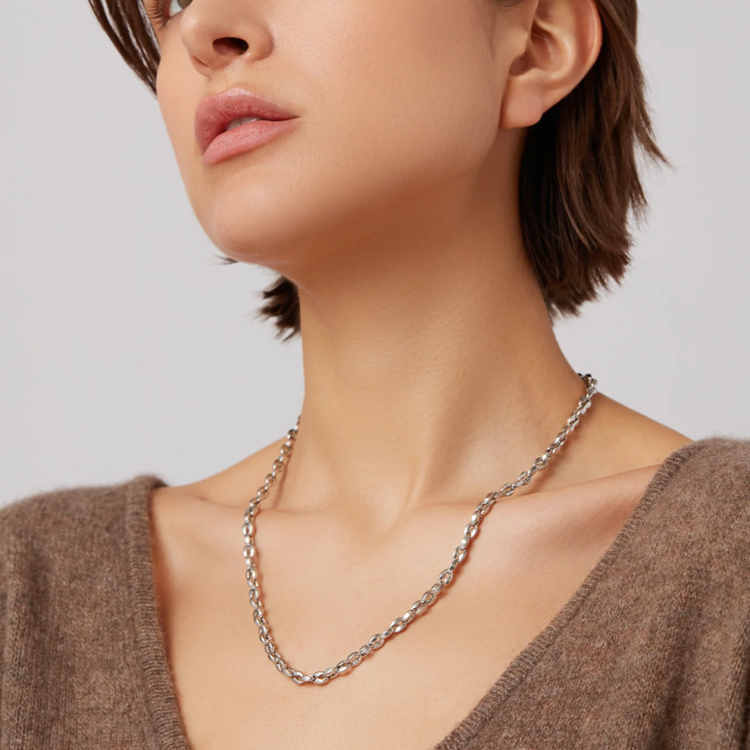 Platinum Plated Dhani Chain Necklace