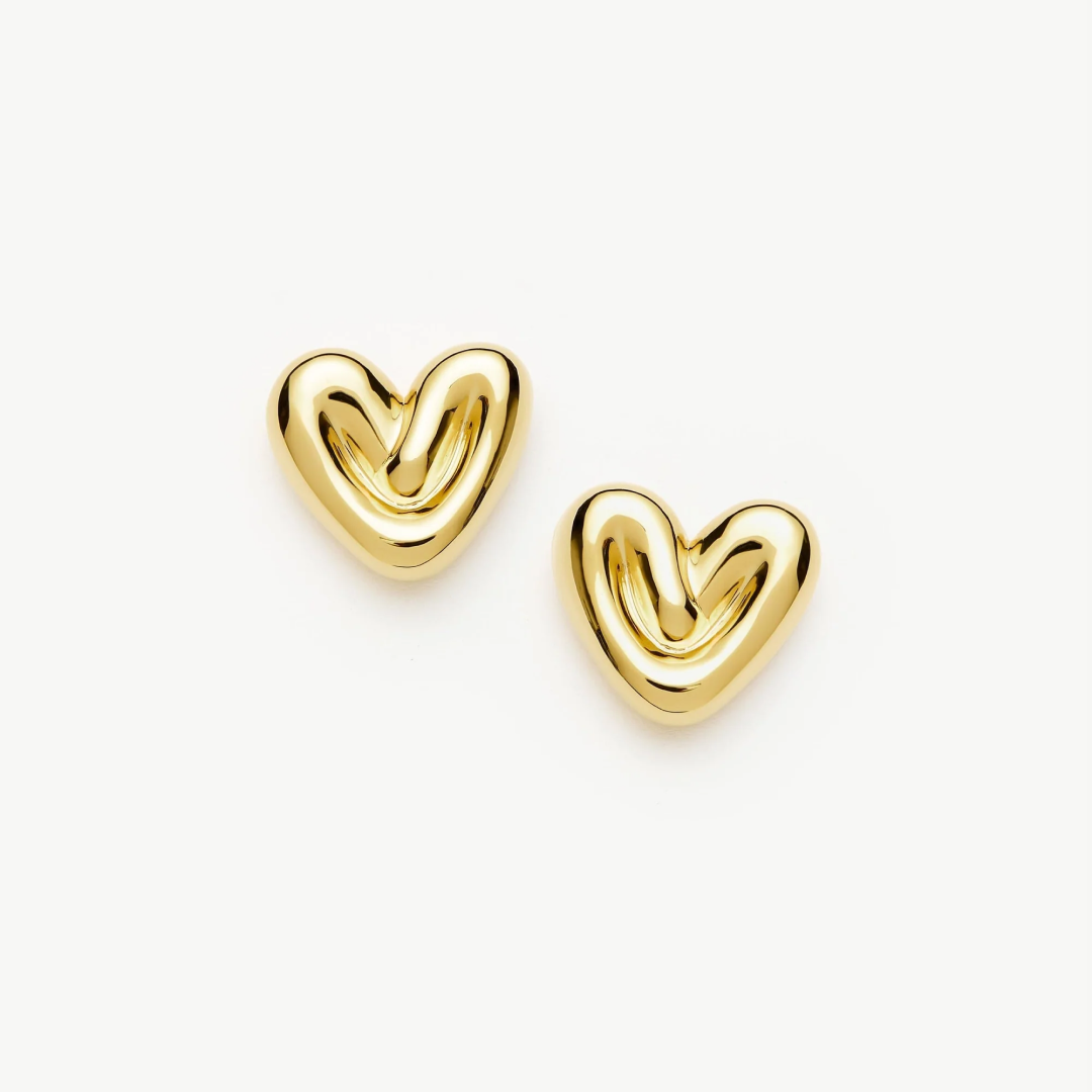 Sculptural Puffy Heart Stud Earrings