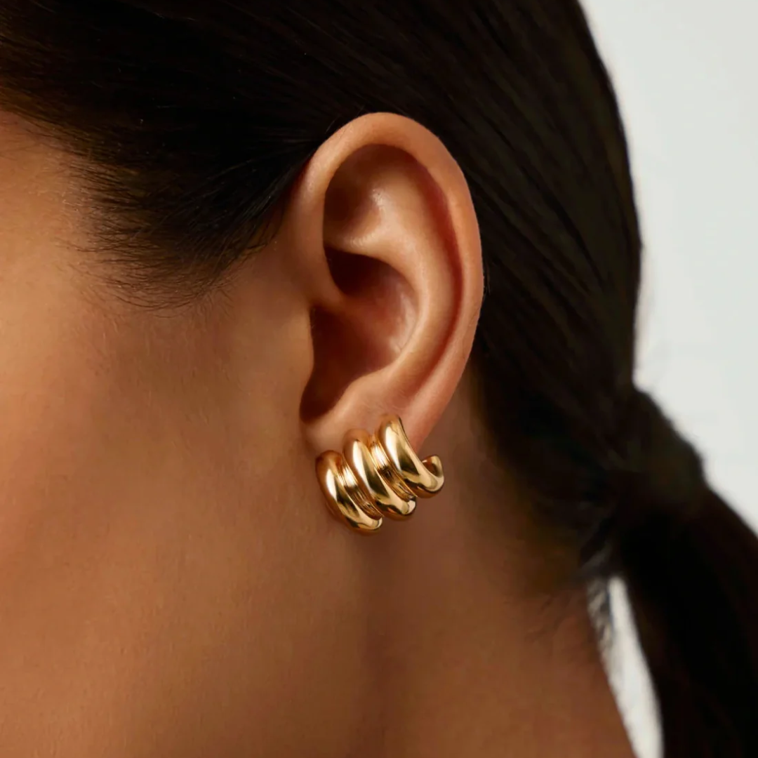 18K Gold Plated Triple Hoops