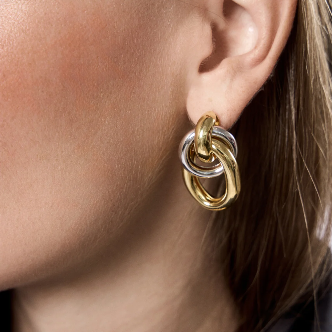 Two-Tone Ami Hoop Earrings