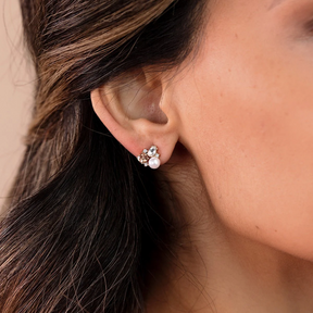 Ayla Pearl & Crystal Cluster Studs