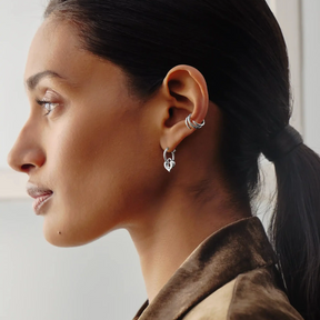 Rhodium Silver Claw Ear Cuff