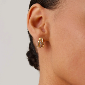 18K Gold Molten Snow Triple Hoop Earrings