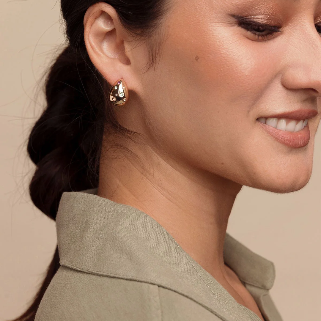 Aven Domed Teardrop Studs
