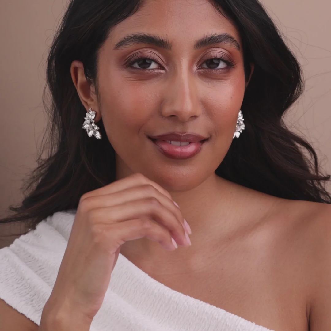 Silver Plated Porter Crystal Cluster Studs