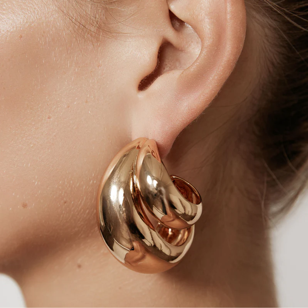 14K Gold Plated Double Hoop Earrings