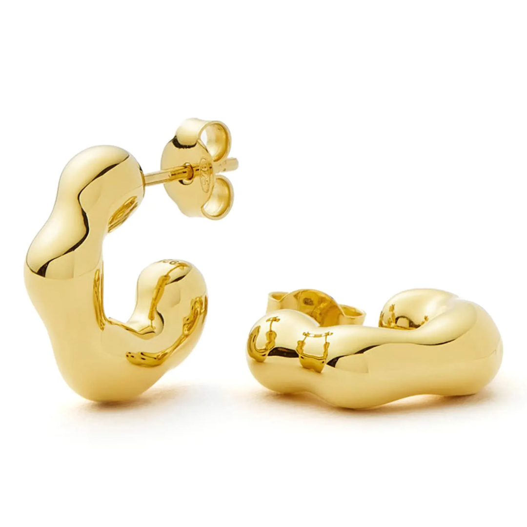 14k Gold Plated Puffy Hoop Earrings