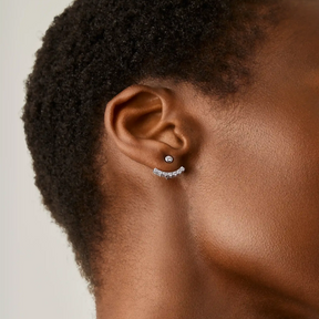 Silver Tennis Ear Jacket Stud Earrings