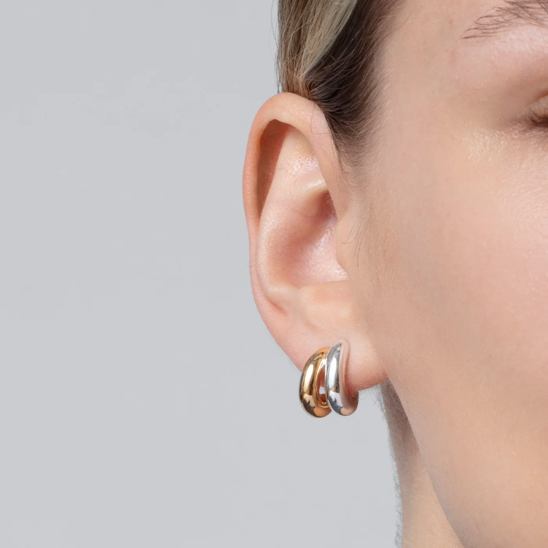 Two-Tone Mini Florence Hoop Earrings