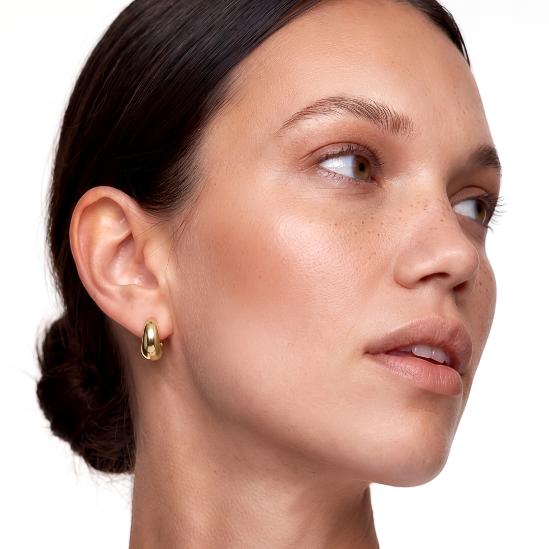 14K Gold Plated Puffy Dome Earrings