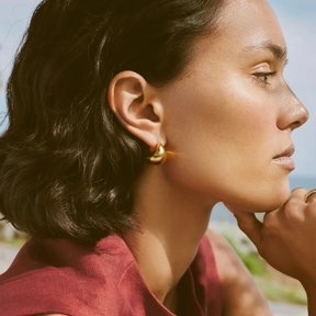 18K Gold Chubby Domed Hoops