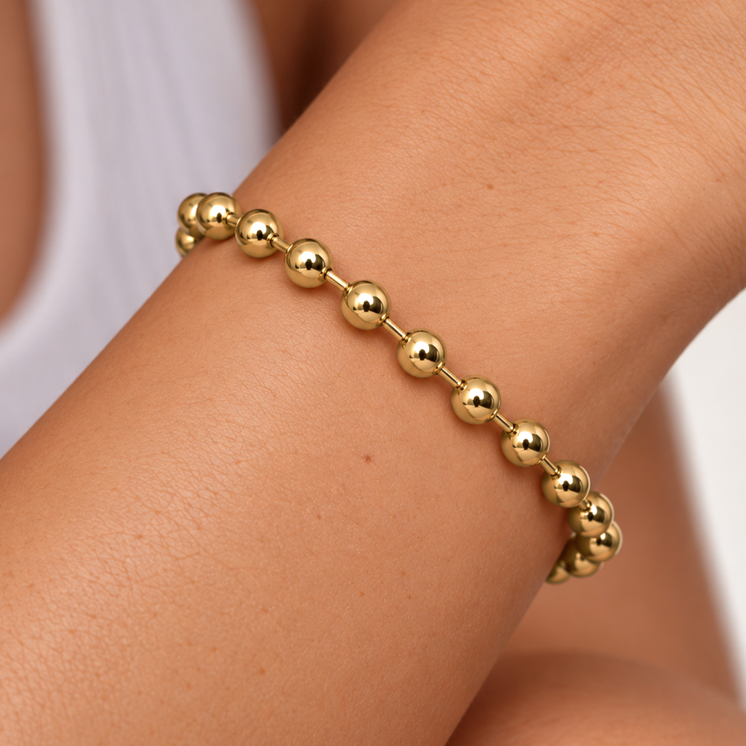 14K Gold Plated Beaded Bracelet