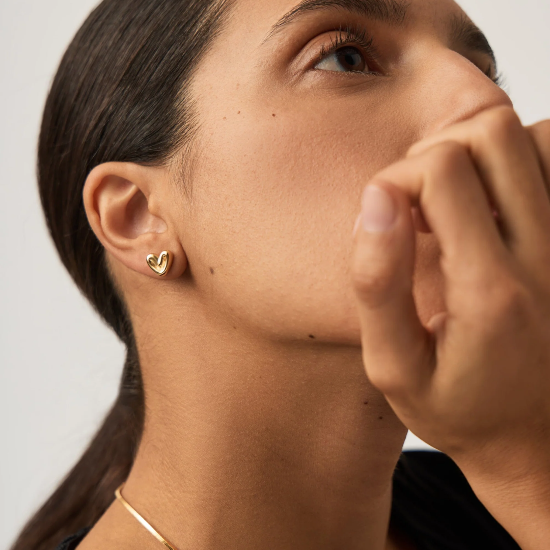 Sculptural Puffy Heart Mini Stud Earrings