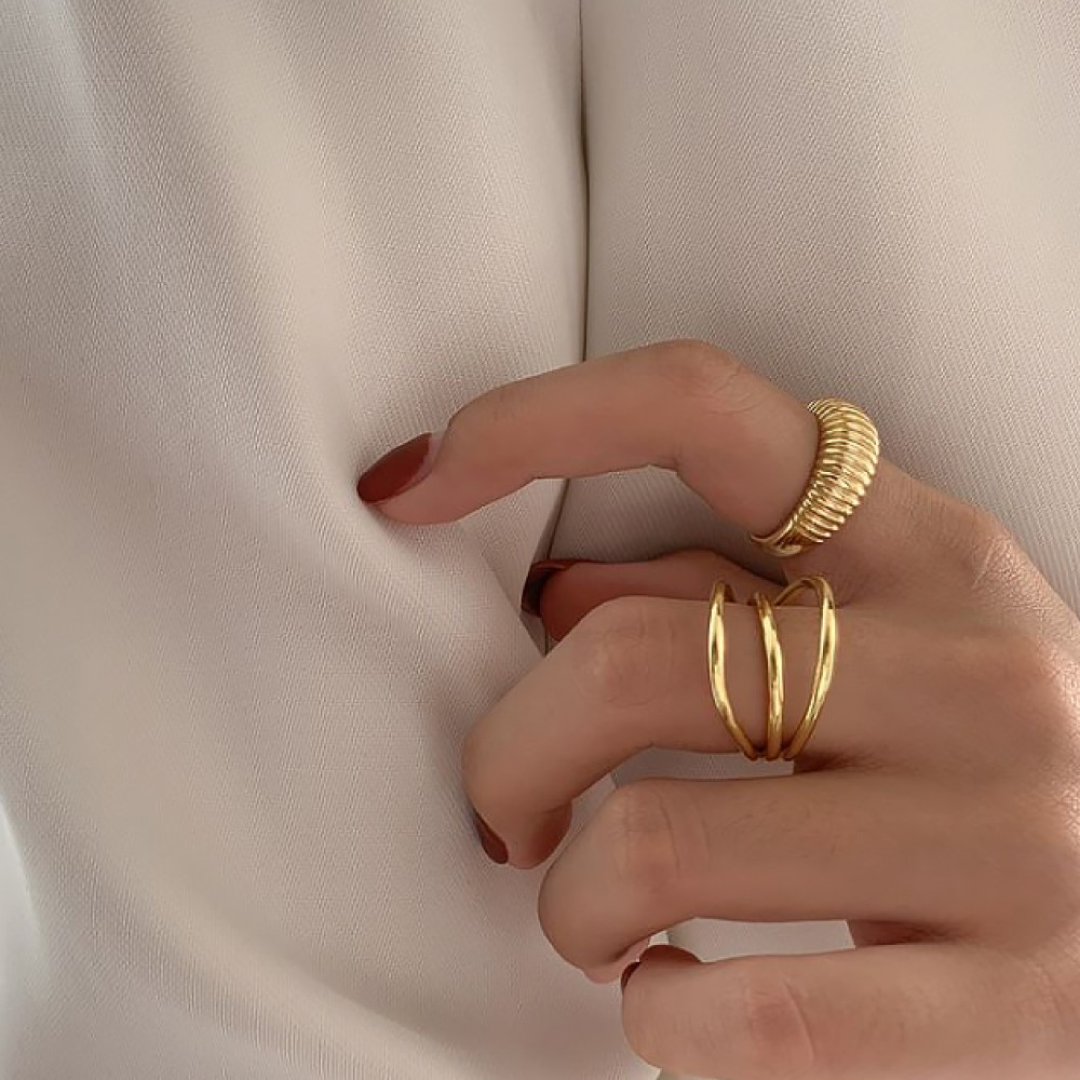 18K Gold Vermeil Ridged Ring