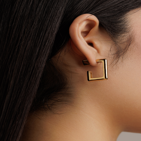 18K Gold Plated Square Hoop Earrings