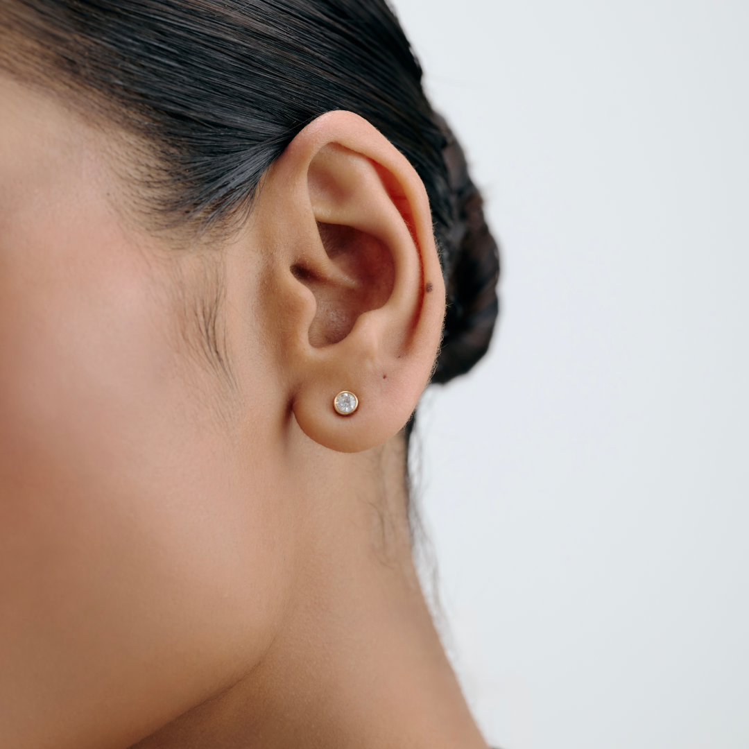 14K Yellow Gold Round Diamond Studs