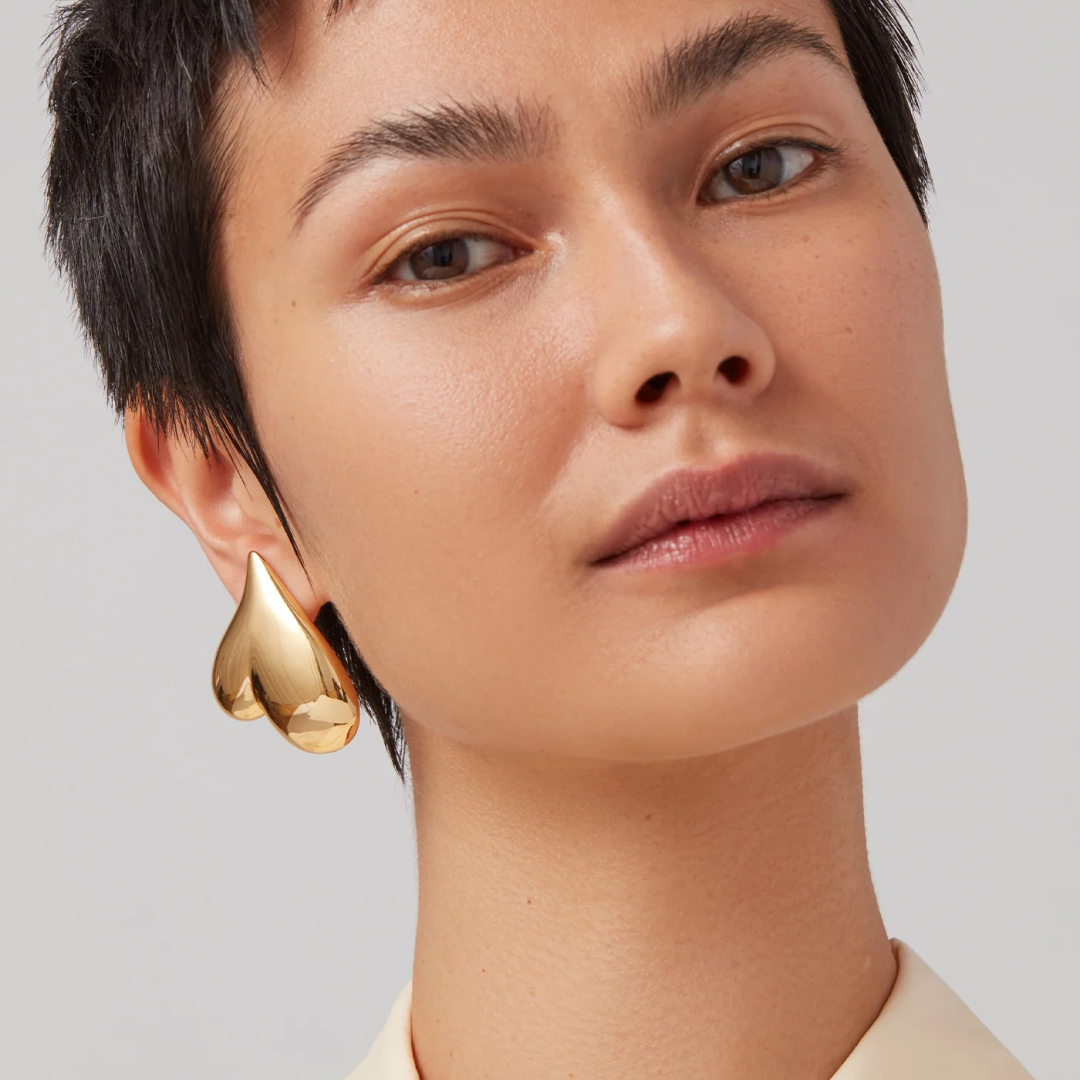 14K Gold Plated Mega Art Heart Earrings